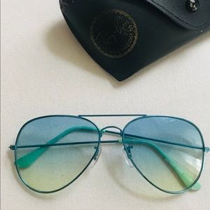 Authentic Blue Aviator Ray Ban Sunglasses